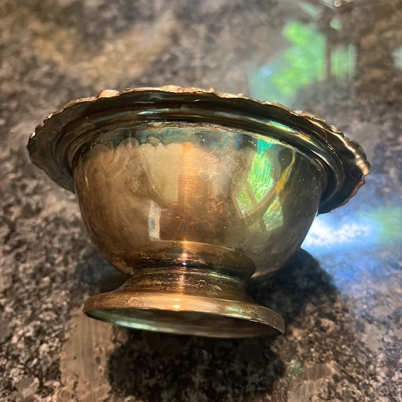 Beautiful vintage silver, little bowl with fancy edging - Picture 2 of 5